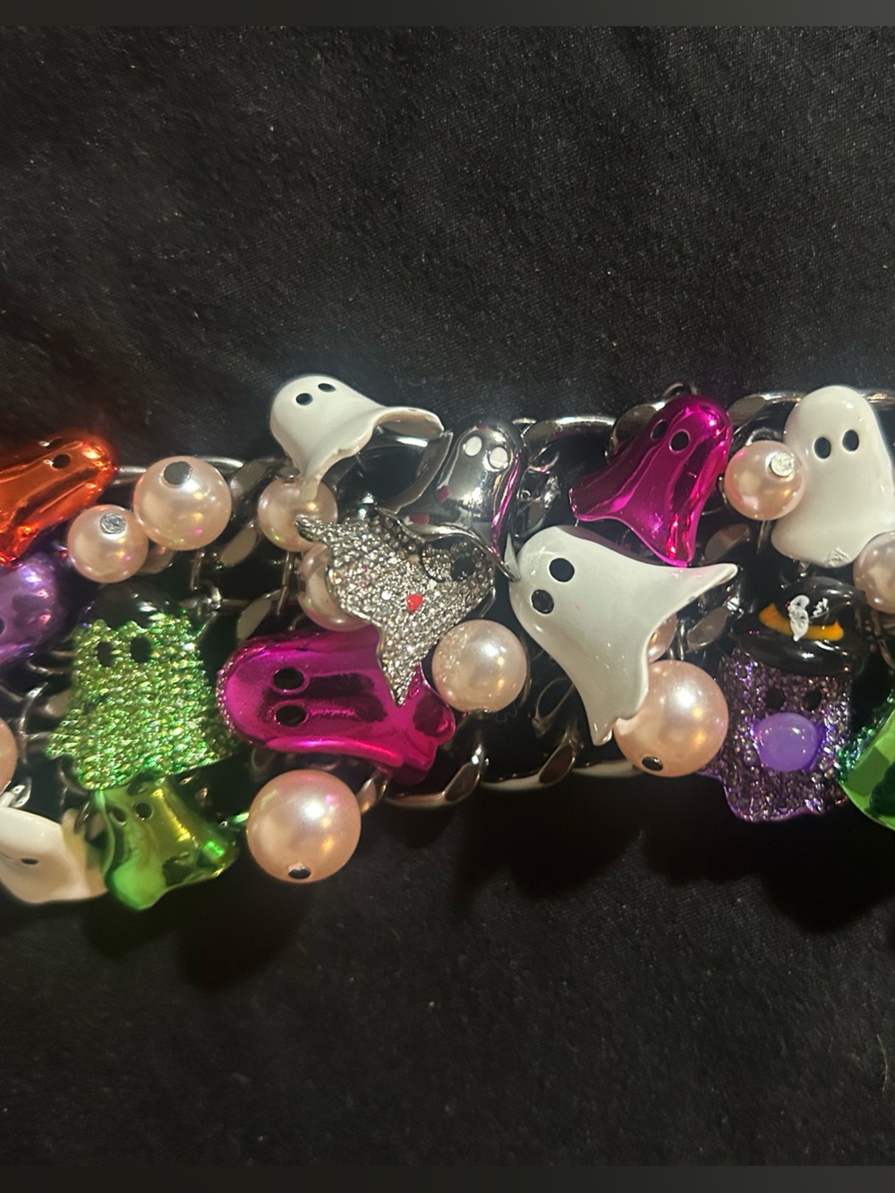 Betsey Johnson Multicolor Ghost & Pearl Charm Bracelet - Picture 2 of 6